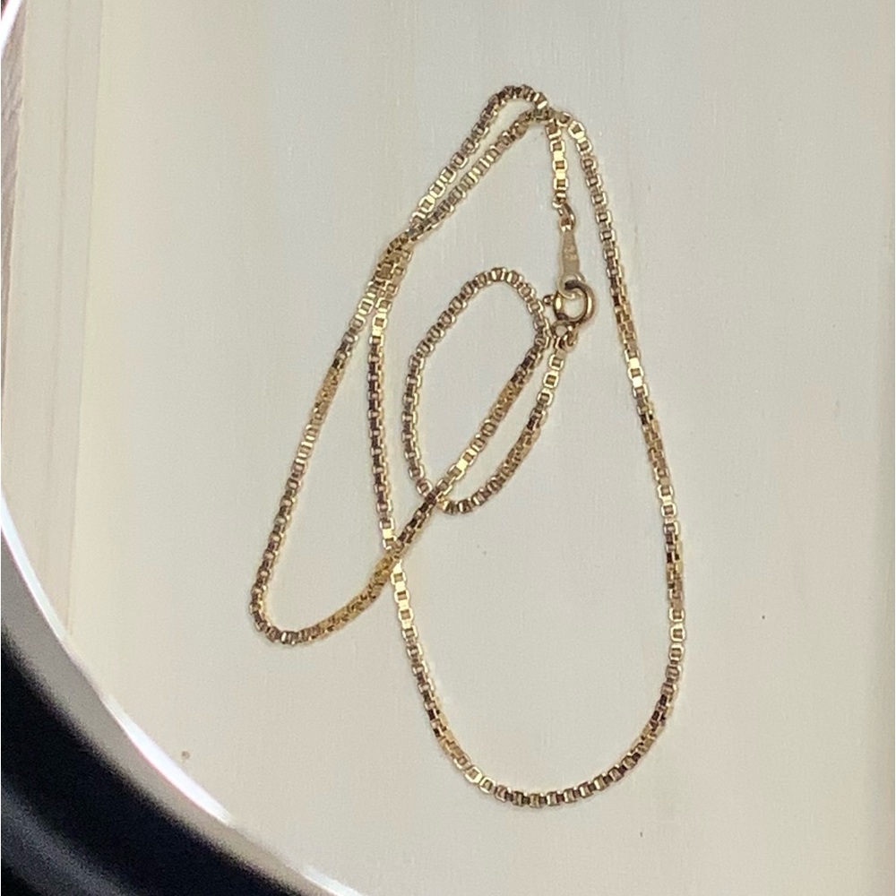 NIB GOLD FILLED box chain Vintage 15” ALPHA